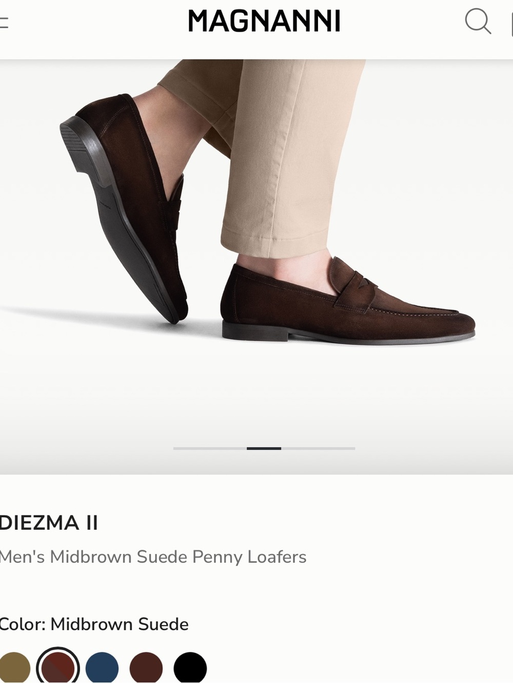 Magnanni Midbrown Suede Penny Loafers